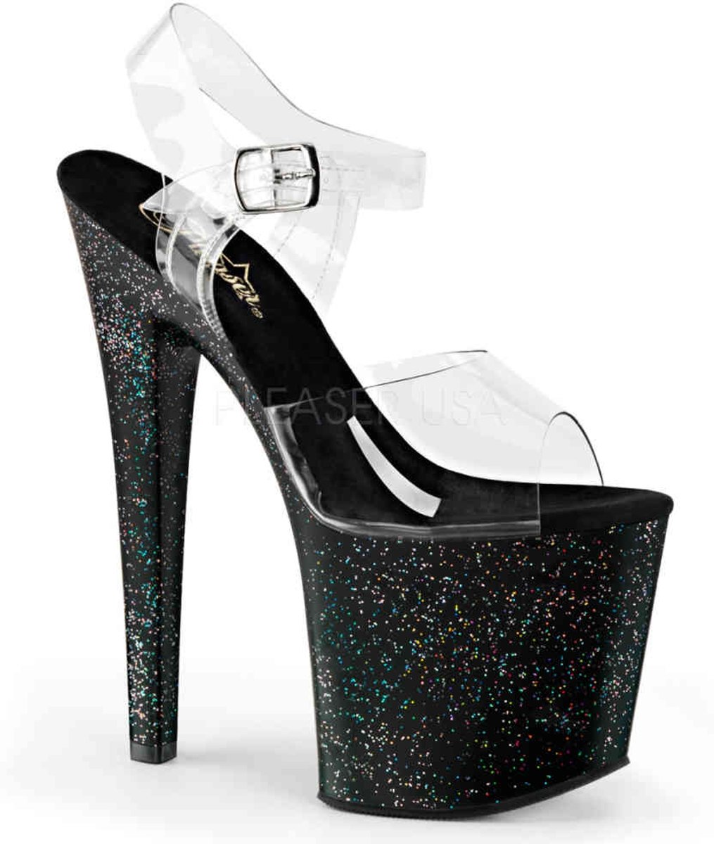 EU 35 = US 5 | TABOO-708MG | 7 1/2 Heel, 3 1/2 PF Ankle Strap Sandal w/Mini Glitter